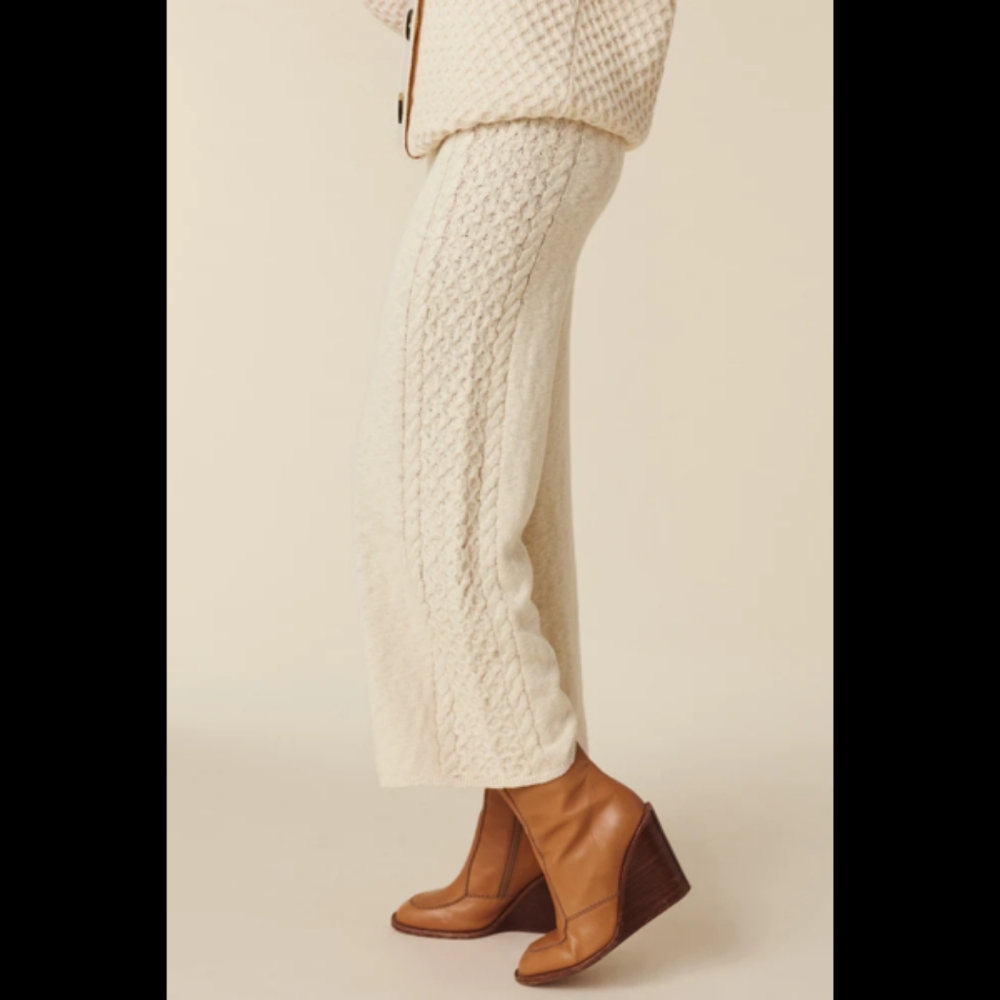 Spell Knit Wide-Leg Capris in Sand Beige - Picture 10 of 13